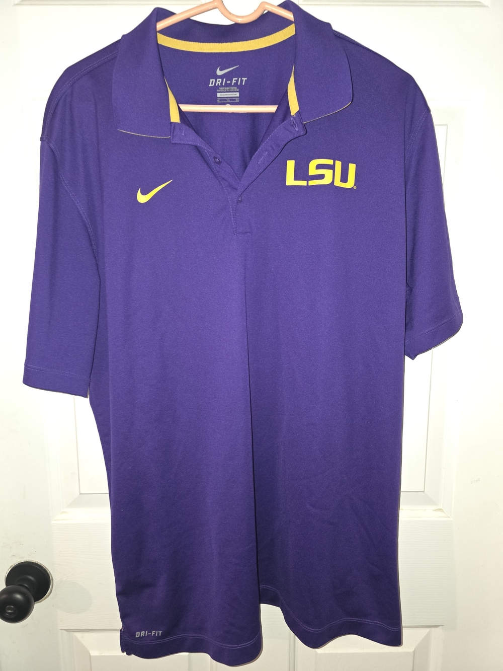 Nike Purple Polo with Yellow LSU Logo